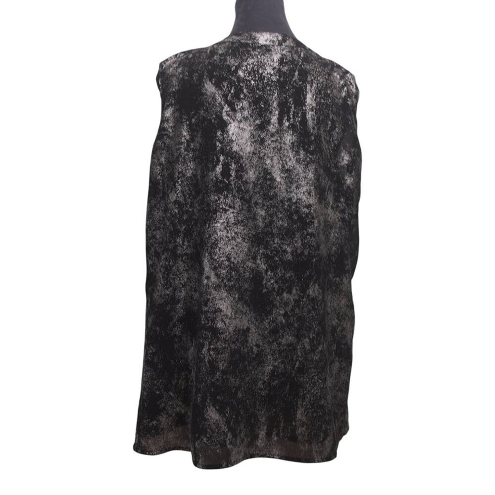 MICHAEL Michael Kors Silver Black Metallic Pleated Blouse 1X Cocktail Glam - Picture 4 of 10